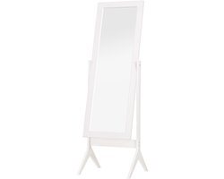 Staande spiegel - grote spiegel met verstelbare kantelhoek - 47L x 46B x 148H cm - wit