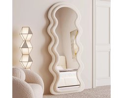 Staande Spiegel - Passpiegel - Wavy Mirror - Teddy Spiegel - 160x60 cm - Light Cream - Beige - Japandi - Organisch