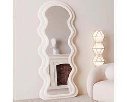 Staande Spiegel - Passpiegel - Wavy Mirror - Teddy Spiegel - 160x60 cm - White - Wit - Japandi - Organisch