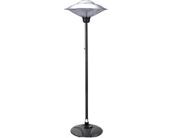 Staande Terrasverwarmer - Elektrische Straler - Buiten Verwarmen - Kantelbeveiliging Ingebouwd - 50x200cm - Chroom Zilver