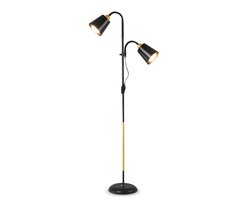 Staande Vloerlamp - Stalamp met 2 Verstelbare Lampenkappen - Staande Lamp voor Woonkamer en Slaapkamer - Verstelbare Hoogte 154-190 cm