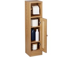 staande wc rolhouder - houtlook - laag - smalle toiletkast - 80x20,5x21 cm - bruin