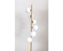 Staanlamp 6 bollen wit goud vloerlamp