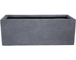 Stabiele Balkonbak van Kunststof in Steenlook - 50 x 20 x 18 cm - Grafietzwart