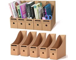 Stabiele staande map A4 breed, stevige kartonnen folder met vlakke bodem, 10 A4 mappen met labels - Ideale bureausto organizer voor documenten en papieren!