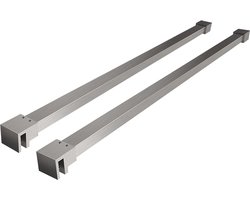 Stabilisatiestang Set Slim 120cm Vierkant Geborsteld Staal t.b.v. Vrijstaande Inloopdouches