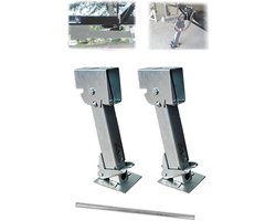 Stabilisator Jack Set - Ondersteuningspoot Caravan - Stabiliseren Camper - Verstelbaar Bereik - 290-455 mm - Zilver