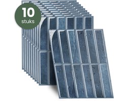 STACK® Plaktegels - 10 Stuks - Rechte Tegel - Blauw - 29 x 23 cm - Zelfklevende Tegels & Tegelstickers - Plak Tegels - Wandtegel Stickers & Zelfklevende Wandtegels - Keuken & Badkamer Tegels - 3D Muurstickers