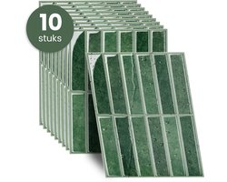 STACK® Plaktegels - 10 Stuks - Rechte Tegel - Groen - 29 x 23 cm - Zelfklevende Tegels & Tegelstickers - Plak Tegels - Wandtegel Stickers & Zelfklevende Wandtegels - Keuken & Badkamer Tegels - 3D Muurstickers