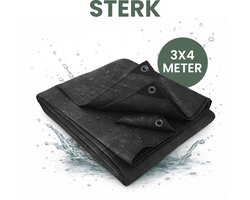 STACK® Sterk Afdekzeil - 3x4m - Zwart - 100G/M2 - Waterdicht Bouwzeil & Zeildoek - Zeil Met Ringen - Beschermhoes & Afdekhoes voor Zwembad,Tuinset, Tuin Meubelen,Motor,Scooter,Fietsen,Aanhangwagen,Scootmobiel,BBQ accesoires - Auto Hoes Bescherming