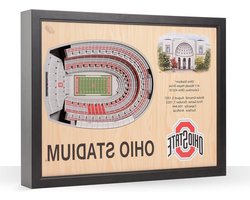 Stadion Muurdecoratie - Sport Kunst - Woonkamer Decoratie - 3D Stadion Reconstructie - 25 x 50 cm - Bruin