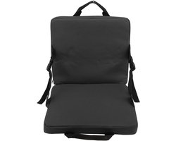 Stadium Seat Cushion Oxford Cloth Foldable Padded Chair with Bag - Black