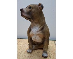 Staffordshire bulterriër Bruin Beeld - 33cm hoog - stafford - polyresin - polystone - Decoratie - Woonaccessoires - Beeld