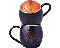 STAGLIFE Zwarte koperen mok Zuiver koperen Moscow Mule mok Set van 2 voor mannen Moscow Mule mok Koperen mok Moscow Mule set Koperen mok Koperen beker Moscow Mule mok set