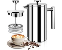 Stainless Steel Coffee Maker, 350 ml, High Quality French Press, Double Wall Insulated System with Two Layer Construction, Large Capacity, Ideal for Giving As a Gift to-2025 Nieuw