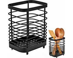 Stainless Steel Cutlery Basket - Cutlery Holder - Keuken Cutlery - Keuken Gereedschappen - Metaal Drainer voor Opslag van Keuken Gereedschappen - Zwart