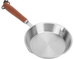 Stainless Steel Frying Pan - Non-Stick Pan - Met Houten Handvat voor Huishoudelijke Restaurant Inductiekookplaat (12cm)