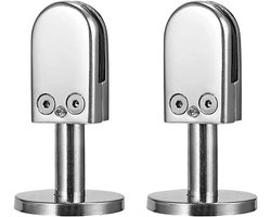 Stainless Steel Glasklemmen Set van 2, Verstelbare 8 mm Glashouders voor Frameloze Panelen, Ideaal voor Privacy Schermen en Zwembadhekken