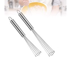 Stainless Steel Hand Whisk Set - 2 Stuks - Keuken Gereedschap - Kleine 25 cm en 30 cm - Voor Koken - Mengen - Kloppen - Roeren