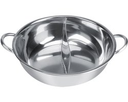 Stainless Steel Hot Pot Two Flavor Separation Soup Cooking Pots for Induction Cooker Gas Oven Electric Oven (27cm)