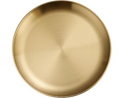Stainless Steel Plate - Gouden Dinner Plate - Metaal Dinner Bowls - Ronde Dinner Bowls - Herbruikbare Tray - Serving Camping Plates - Gouden Trays voor Keuken - Klein