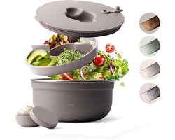 Stainless Steel Salad Box to Go 1.5L with Compartments - BPA-Free and Leak-Proof