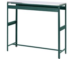 Stalen bartafel - Buitenkeuken statafel - Buiten dineren - Roestvrijstaal blad - 40x120x105 cm - Groen