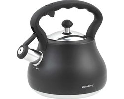 Stalen fluitketel 2.7 liter - Mat zwart gelakt - Geschikt voor alle fornuizen