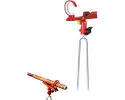 Stalen Hengelhouder - Dockbeugel Stok - Stabiliteit Vissen - Dubbele Prong Ontwerp - 13 x 37 cm - Rood