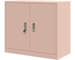 Stalen Kast - Opbergkast Kantoor - Kantoor Organisatie - Afsluitbare Deuren - 80 x 40 x 70 cm - Roze