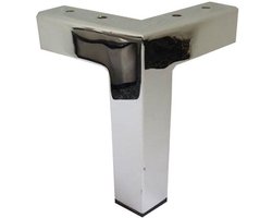 Stalen meubelpoot chroom hoek 3 bij 3 cm en hoogte 13 cm (3 x 3 cm) - Set van 4 stuks