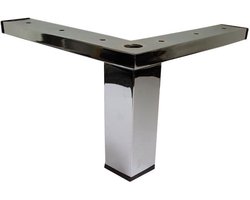 Stalen meubelpoot chroom hoek 4 bij 4 cm en hoogte 13 cm - Set van 4 stuks