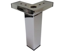 Stalen meubelpoot chroom hoek 4 bij 4 cm en hoogte 15 cm - Set van 4 stuks