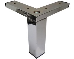 Stalen meubelpoot chroom hoek 4 bij 4 cm en hoogte 15 cm - Set van 4 stuks