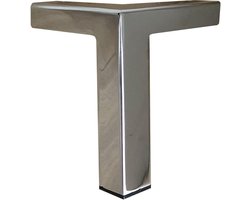 Stalen meubelpoot chroom hoek 9,5 bij 9,5 cm en hoogte 12 cm (2,5 x 2,5 cm) - Set van 4 stuks