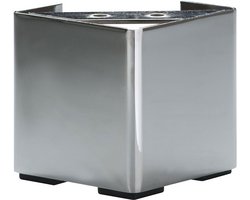 Stalen meubelpoot chroom vierkant 10 bij 10 cm en hoogte 10 cm (10 x 10 cm) - Set van 4 stuks