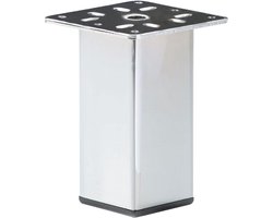 Stalen meubelpoot chroom vierkant 5 bij 5 cm en hoogte 13 cm - Set van 4 stuks