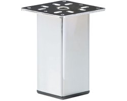 Stalen meubelpoot chroom vierkant 5 bij 5 cm en hoogte 15 cm - Set van 4 stuks