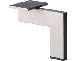 Stalen meubelpoot rvs look design 14 bij 1,5 cm en hoogte 14 cm - Set van 4 stuks