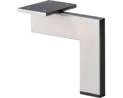 Stalen meubelpoot rvs look design 14 bij 1,5 cm en hoogte 16 cm - Set van 4 stuks