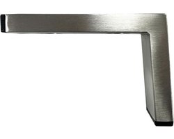 Stalen meubelpoot rvs look design 19 bij 6 cm en hoogte 12 cm - Set van 4 stuks