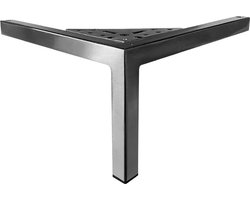 Stalen meubelpoot rvs look hoek 3 bij 3 cm en hoogte 14 cm - Set van 4 stuks