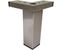Stalen meubelpoot rvs look hoek 4 bij 4 cm en hoogte 13 cm - Set van 4 stuks