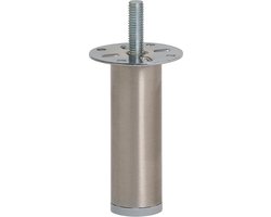 Stalen meubelpoot rvs look rond ø 2,5 cm en hoogte 8 cm (M8) - Set van 4 stuks