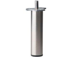 Stalen meubelpoot rvs look rond ø 3 cm en hoogte 19 cm (M8) - Set van 4 stuks