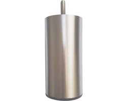Stalen meubelpoot rvs look rond ø 6 cm en hoogte 12 cm (M8) - Set van 4 stuks