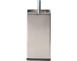 Stalen meubelpoot rvs look vierkant 5 bij 5 cm en hoogte 10 cm (M8) (5 x 5 cm) - Set van 4 stuks