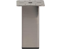 Stalen meubelpoot rvs look vierkant 5 bij 5 cm en hoogte 13 cm - Set van 4 stuks