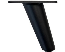 Stalen meubelpoot zwart conisch ø 5 cm / 2,5 cm en hoogte 10 cm - Set van 4 stuks