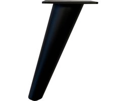Stalen meubelpoot zwart conisch ø 5 cm / 2,5 cm en hoogte 18 cm - Set van 4 stuks